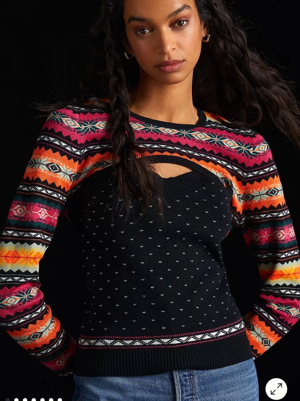 Maeve Anthropologie fair isle shrug sweater medium cropped bolero multicolor
